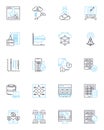 Cloud storage linear icons set. Backup, Virtualization, Cloud, Online, Storage, Sync, Share line vector and concept Royalty Free Stock Photo