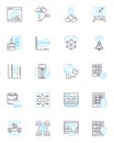 Cloud storage linear icons set. Backup, Virtualization, Cloud, Online, Storage, Sync, Share line vector and concept