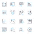 Cloud storage linear icons set. Backup, Virtualization, Cloud, Online, Storage, Sync, Share line vector and concept Royalty Free Stock Photo