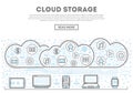 Cloud storage linear style infographics