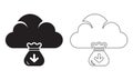 Cloud storage money download icon, financial cloud computing money save vector sign Royalty Free Stock Photo