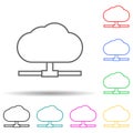 cloud storage multi color style icon. Simple thin line, outline vector of web icons for ui and ux, website or mobile application Royalty Free Stock Photo
