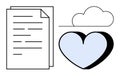 Cloud Storage, Online Document Management, and Digital Communication Concept with Heart and Paper Elements Royalty Free Stock Photo