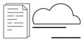 Cloud Storage Represented by Stack of Documents and a Cloud Outline in Minimalist Style Royalty Free Stock Photo
