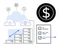 Cloud Computing, Server Scaling, and Financial Management with Task Checklist Visualization Royalty Free Stock Photo