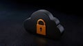 Cloud Storage Security Concept with Golden Lock on Dark Background for Digital Protection Royalty Free Stock Photo