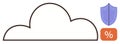 Cloud Storage Security with Shield and Percentage Icon Highlighting Protection and Data Management Royalty Free Stock Photo