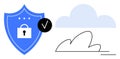 Cloud Storage Security and Verification Concept with Lock Shield and Checkmark Royalty Free Stock Photo