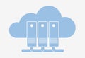 Cloud storage server flat vector icon. Online computing technology for digital communication and connection with data Royalty Free Stock Photo