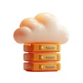 Cloud storage server icon 3d render isolated on transparent background Royalty Free Stock Photo
