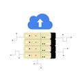 Cloud Storage Server Stack With Upload Icon In Flat Vector Illustration Symbolizing Data Backup, Cloud Computing, And Royalty Free Stock Photo