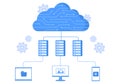 Cloud Storage Service Illustration for Hosting or Data Center, Online File Download, Upload, Management and Technology Royalty Free Stock Photo