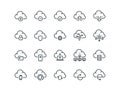 Cloud storage. Set of outline vector icons. Includes such as Data Synchronisation