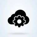 Cloud storage settings sign icon or logo. Web hosting preferences concept. Cloud security configure vector illustration