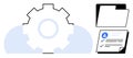 Cloud Storage Setup with Gear, File Folder, and Task Checklist Icon Royalty Free Stock Photo