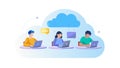 Cloud Storage & Shared Data Management for Users, vector design Generative AI Royalty Free Stock Photo