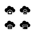 Cloud Storage Solid Icons Set for Data Sync Royalty Free Stock Photo