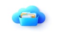 Cloud storage symbol with folders representing online file management in a digital workspace Royalty Free Stock Photo