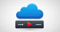 Cloud storage sync technology futuristic play button icon seamless data transfer online media digital services Royalty Free Stock Photo