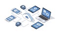 A cloud storage system connecting multiple devices for seamless data synchronization and sharing Royalty Free Stock Photo
