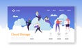 Cloud Storage Technology Landing Page Template. Data Center Hosting Website Layout with Flat People Characters