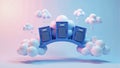 Cloud Storage Units With Cartoon Clouds Royalty Free Stock Photo