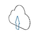 Cloud storage with upload arrow - Outline vector