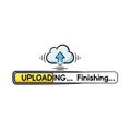 Cloud storage upload progress bar completing data transfer with digital arrow icon illustration Royalty Free Stock Photo