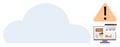 Cloud storage with warning icon and analytics dashboard on computer screen Royalty Free Stock Photo