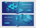 Cloud storage and web hosting concept banner template