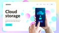 Cloud storage web site template. Landing page header.