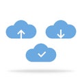 Cloud storrage with upload or download arrow icons. Clouds with arrows. Storrage icons. Vector EPS 10