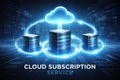 Cloud Subscription Service Connects Multiple Servers Through a Visual Representation of Data Flow and Network Royalty Free Stock Photo