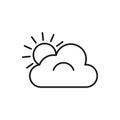 Cloud and sun line icon is isolated on a white background Royalty Free Stock Photo