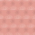 Cloud sun seamless pattern pink, illustration for textile and scrapbook Royalty Free Stock Photo