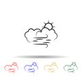 Cloud, sun, wind multi color icon. Simple thin line, outline vector of weather icons for ui and ux, website or mobile application Royalty Free Stock Photo