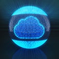 Cloud symbol on globe formed by binary code