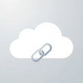 Cloud symbol on a light gray background with an overlapping chain link icon. The Royalty Free Stock Photo