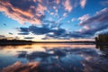 Cloud symphony Time lapse transforms the sky over the lake at dawn