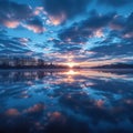 Cloud symphony Time lapse transforms the sky over the lake at dawn