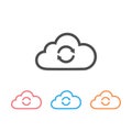 Cloud sync or cloud refresh with arrows line art vector icon set for apps Royalty Free Stock Photo