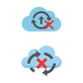 Cloud Sync Error Icons with Red Cross Symbols and Arrows synchronization failed Royalty Free Stock Photo