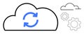Cloud Synchronization Concept with Abstract Cloud and Gear Icons Royalty Free Stock Photo