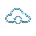 Cloud Synchronization: Data Syncing, Network Icon, Cloud Storage and Computing, Data Transfer, Network Backup, Recovery Royalty Free Stock Photo