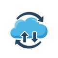 Cloud synchronization icon with arrows on transparent background Royalty Free Stock Photo