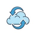 Cloud synchronization icon with blue arrows on transparent background Royalty Free Stock Photo