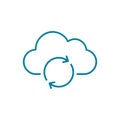 Cloud synchronization line icon. Cloud with circle arrows. Backup data online symbol. Royalty Free Stock Photo