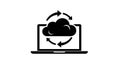 Cloud syncing concept laptop icon seamless data transfer and synchronization between devices Royalty Free Stock Photo