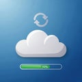 Cloud syncing progress icon with loading bar and refresh symbol representing data transfer Royalty Free Stock Photo