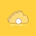 cloud, syncing, sync, data, synchronization Flat Line Filled Icon. Beautiful Logo button over yellow background for UI and UX, Royalty Free Stock Photo